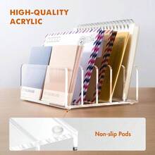Acrylic Mail Holder, Multifunction Desk Organizer With Divider, Vertical Letter Sorter Desktop, 5 Compartments Modern Office Home Envelope Organizer Bill, Document, Notebook - 1 - Xem 6