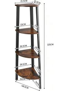Estantería de Esquina de 4 Niveles, Esquinero para Sala, Mueble Esquinero Organizador para Oficina Recámara, Estante de Escalera - 1 - Ver 3