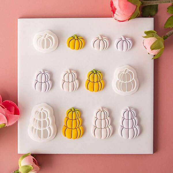 1 pieza Molde de arcilla polimérica con diseño de calabaza de dibujos animados, herramienta de corte para hacer colgantes de joyería de Halloween, manualidades DIY