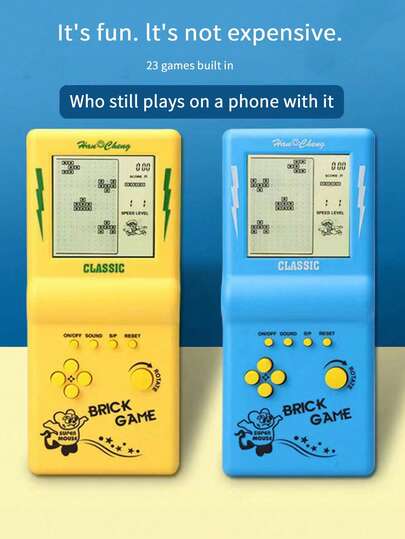 Máquina de jogo portátil clássica com jogos em uma tela grande, estilo retrô, console de videogame portátil clássico nostálgico 8090, pilhas não incluídas, jogos de console