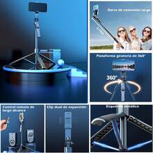 EMAGIE Cell Phone Tripod - 215 Extendable Cell Phone Stabilizer Tripod With Detachable Wireless Controller Selfie Stick Compatible With Camera Fill Light - 1 - 查看 5