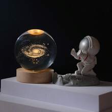 Crystal Ball Colorful Night Light,USB Powered, Wooden LED Light Base, Creative Carving Decoration, Christmas And Valentine's Day Birthday Gift. - Wooden Color - View 13