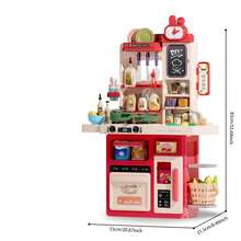 Red Kids Play Kitchen Set, Toddler Kitchen Playset With Sound & Light, Cooking Stove With Steam, Play Sink, Play Food Toy And Kitchen Accessories, Pretend Kitchen Toy For Kids Girls Boys