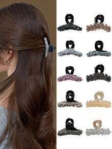 4/10pcs Elegant Colorful Faux Rhinestone Wheat Ear Hair Clips, Fashionable Hair Claw Barrettes For Updo Hairstyles, Princess Headpiece, Party, Travel And Daily Wear - Multicolor - View 3