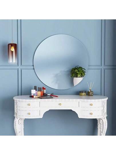 Acrylic Round Wand Spiegel Frameless Plastic Mirror, Easy Self Adhesive Installation Moderne Aesthetic Home Living Room No Drilling Required Non Electric Makeup view 4