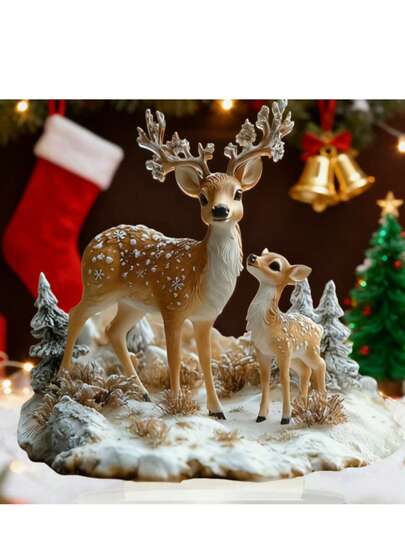 1pc Bohemian Acrylic 2D Flat Reindeer Statue, Christmas Theme Desktop Decor, Multipurpose Animal Figurine, Suitable For Home, Office, Bookstore - Best Christmas Gift