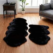 Alfombra de área de piel de oveja sintética - Diseño minimalista moderno para sala de estar, dormitorio y decoración del hogar - Respaldo suave, lavable a máquina - Regalo perfecto de invierno, alfombras de felpa, alfombras de lana, alfombras de otoño/invierno, alfombras gruesas/esponjosas