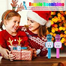 Micrófono de Karaoke Inalámbrico Bluetooth, Altavoz de Micrófono Portátil de Mano con Luz 5 Cambiador de Voz, Regalos para Niños Adultos Canta Partido Musica, Compatible con Android/iOS/PC/AUX (Rosa) - rosa - Ver 5