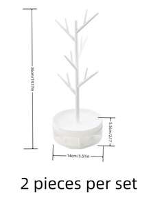 1pc & 2pcs/Set Elegant Rotating White Tree Branch Jewelry Storage Box, Stylish Jewelry Organizer Display Stand Perfect For Home Decor, Ideal For Christmas, New Year, And Valentine's Day Gifting, Chic And Functional Design For Effortless Access To Your Favorite Accessories, Enhance Your Space With A Touch Of Sophistication And Charm