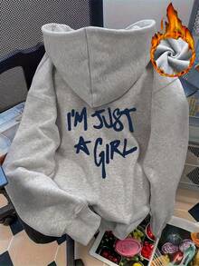 Áo sweatshirt nữ cỡ lớn in chữ "I'M JUST A GIRL" thời trang thu đông, áo sweatshirt in họa tiết, áo sweatshirt rộng rãi thoải mái mùa thu và đông, mùa thu, Lễ Tạ ơn, Giáng sinh, Lễ Tạ ơn - Màu Xám nhạt - Xem 11