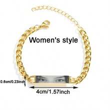 1 Piece Of Personalized Photo Bracelet, Stainless Steel Chain Laser Engraved Eye Photo Bracelet ,Custom Engraved Couple Photo Bracelet, Fashion Style Eye Image , Engraved Picture Stainless Steel Cuban Bracelet, Couple Gift Jewelry ,Boyfriend Gifts Valentine's Day Gifts ,Mother's Day Gifts, Father's Day Gifts,Gifts For Boyfriend Commemorative,Chic Autumn, Utilitarian Chic, Delicate Romance, Look Glamour,Enchanted Romance Gown - Multicolor - View 11