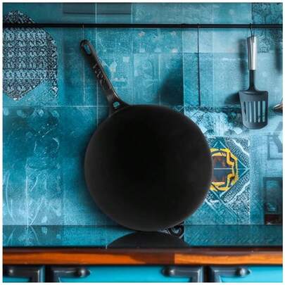 High Grade Cast Iron Tawa Pan 30cm MultiPurpose Flat Griddle For Crepe Dosa Roti Bread Pancake StirFry Black