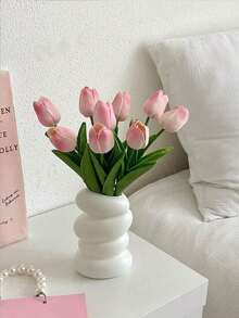 3pcs Artificial Tulip Flowers Decor, Home Decoration Accessories, Living Room & Bedroom Fake Flowers - Baby Pink - View 12