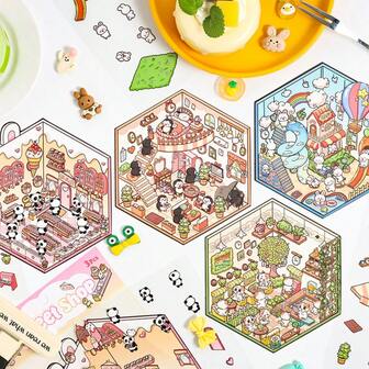 3D立体贴纸梦幻屋风景贴纸，热销创意风景贴纸，适合剪贴簿