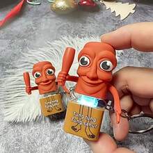 木制火柴人钥匙扣减压玩具，灵感来自中国古典小说《山海经》，创意缓解焦虑玩具，木鱼冥想配件，生日、圣诞节、惊喜的完美礼物 - 彩色 - 查看 7