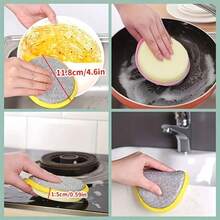 10-Sponge Wipe Yuanbao Towel Round Double-Sided Dishwashing Cloth Kitchen Cleaning Ball Household Rag Ball Non-Stick Oil Washing-Double-Sided Sponge Wipe