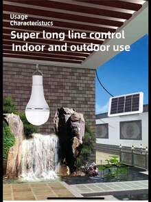 1pc/2pcs Solar Powered Emergency Light Bulb, White Light Remote Control 12W USB Rechargeable High Brightness Lighting Long Lasting, Suitable For Home, Outdoor Camping, Night Market, Night Light, Night Fishing, RV Travel - Remote Control 12W-with Solar Panel - View 4