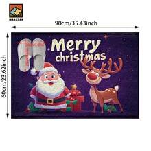 1 Stück Fußmatte mit Weihnachtsmann- und Elchmuster, rutschfeste Fußmatte aus Spezialfaser, geeignet für Feiertagsdekoration, Küche, Badezimmer, Esszimmer, Schlafzimmer, kann als Weihnachtsgeschenk verwendet werden