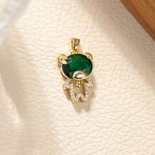 3pcs Cute Copper Rhinestone Bear Pendant, Suitable For DIY Necklace, Bracelet, Earring, Keychain Jewelry Making