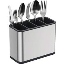 Sierware Caddy Utensil Caddy Spoon Holder With 4 Divided Compartments Sturdy Stainl Steel Rust Proof - Cylindrical - View 5