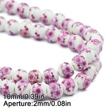 6/8/10mm Floral Patterned Ceramic Beads Mix, Round Loose Spacer Beads For Jewelry Making DIY Bracelets Necklaces