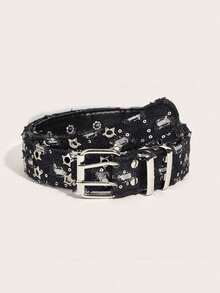 1PC Punk Style Star Double Breasted Belt, Korean Version Jeans, Fashionable Decorative Pants Belt, Corns Belt Autumn-Winter Accessories,Suitable For Teens, Youth,Men,Casual, Outdoor, Athletic, Vacation, Graduation Gifts, Birthday, Daily Wear