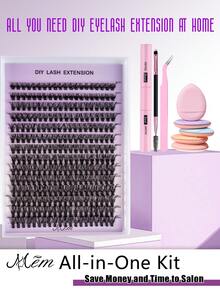 280 Stück Wimpernverlängerungs-Set, DIY Wimpernverlängerungs-Set mit einzelnen Wimpern-Clustern D-Krümmung, Wimpern-Cluster mit Wimpern-Kleber und -Versiegelung sowie Puderpuff, doppelseitiger Bürste und Wimpern-Applikator-Bürste für Selbstanwendung zu Hause (40D-50D) Wimpern-Cluster-Set, Wimpern, Kunstwimpern, geeignet für Reisen, täglichen Gebrauch für Anfänger, Hochzeiten, Dates, Partys, Festivals, sehr geeignet als Weihnachts-/Halloween-/Geschenk-Wimpernbündel