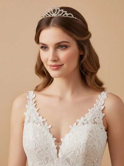 2/1pc Women Rhinestone Crown Decor Gorgeous Headband Elegant Tiaras Costume Crown Hair Garland Headpiece, Tiara Crown, Wedding,Gifts,Travel,Gifts For Women,Hair Stuff,Stocking Stuffers