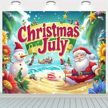 1 قطعة خلفية لحفلة عيد الميلاد الاستوائية في يوليو - قماش لحفلات العطلات الخارجية والداخلية مع رجل الثلج والسانتا كلوز الهاواي، مناسبة لحفلات التقاعد والحانات والحفلات والاحتفالات بالعام الجديد ومهرجان الربيع، متوفرة بأحجام متعددة للاختيار - متعدد الألوان - مشاهدة 4