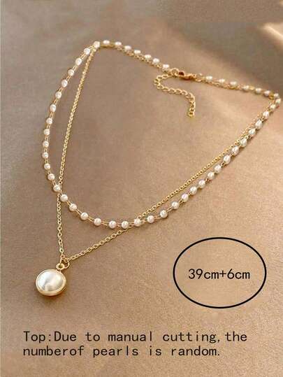 1pc Multi-Layer Faux Pearl Decor Necklace, Suitable For Teenagers Everyday Wear