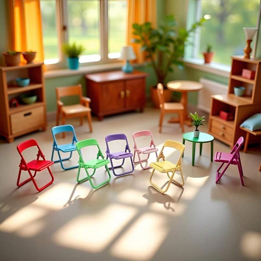 1PCS Folding Small Chair Model For Toy House, Miniature Landscape, Toy House, Mobile Phone Holder, Ornaments, Mini Folding Chair, Mobile Phone Holder, Modern Folding Back Chair, Miniature Model, Simulation Model, Mini Folding Chair - ngẫu nhiên - Xem 1