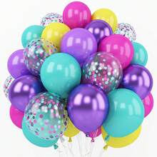 Juego de Globos para Decoraciones de Fiesta,60 globos rojos, negros y dorados para Propuesta, Boda, Cumpleaños, Aniversario etc., set de globos ideal para decoraciones de navidad y Christmas, fiestas de Año Nuevo, eventos románticos, mesas de dulces, fondos para fotos y ambientación elegante del hogar - Azul Claro - 95 piezas - Ver 9