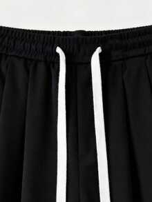 Women's High Waist Drawstring Straight Leg Maxi Pants, Suitable For Daily Wear, Work, Travel And Casual Occasions - Black - View 6