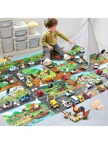 1张热门游戏场景地图 - 快乐农场交通停车场景地图，游戏垫，防水垫，城市主题，城市交通地图游戏垫，多主题交通路线地图（本产品为地图，非地毯。材质为无纺布，非涤纶。） - 彩色 - 查看 7