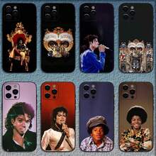 Singer M-Michael J-Jackson Phone Case Compatible With  16,15,14,13,12,11,Pro,X,XS,Max,XR,Plus,Mini Soft Black Cover, Cover Compatible With  17 Pro Max Case,  17 Pro Case,  17 Case,  16 Pro Max Case - z8 - 查看 1