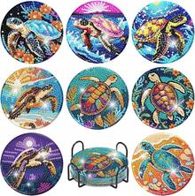 8Pcs Retro Housewife Diamond Art Coasters Kit, Vintage Coffee Diamond Painting Coasters With Holder, DIY Craf Art Coaster Kit For Home Dr - Bdwy183us - 查看 1