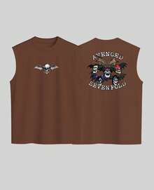 Banda Rock Avenged A7X Sevenfold Metal Oversized Deathbat Tank Top - 鏽棕色 - 查看 2