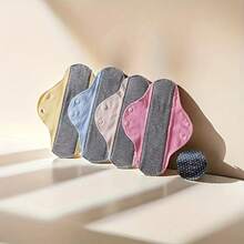 5pcs/Set Reusable Incontinence Pads, Washable Cloth Nursing Pads, Adult Washable Liners, Leak-Proof Sanitary Pads For Women & Elderly, Breathable Woven Fabric - Multicolor - View 6