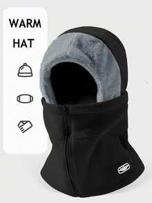 1pc Men's Winter Hat, Scarf And Face Mask 3-In-1 Warm Fleece Scarf, Windproof Ski Mask Beanie For Men, Thick Knit Warm Wool Hat For Teens Outdoor Cycling Ear Protection - Multicolor - View 3