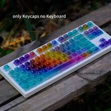Transparent Frosted Rainbow Keycaps, Cherry Profile Customizable DIY Keycaps For 119 Keys, Suitable For 60%/65%/75%/L96%/100% Mechanical Keyboards