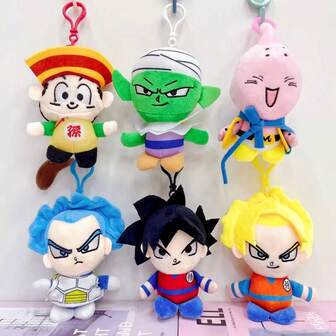 bandai 1PC Plush Keychain & Toy - Goku, , Gohan, Piccolo & Majin Buu Stuffed Doll With Detachable Keyring, Super Soft Anime Backpack Charm & Bag Decor, Perfect Gift For Anime Fans & Saiyan Party Favors