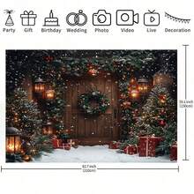 خلفية عيد الميلاد عالم الشتاء الساحر مع أشجار مغطاة بالثلج، قوس باب مغطى بالثلج مع إكليل وهدايا - مناسبة للتصوير الفوتوغرافي، ديكورات عيد الميلاد، أشجار عيد الميلاد، ديكورات المنزل في عيد الميلاد، ديكورات عيد الميلاد الكبيرة، أحجام متعددة متاحة - متعدد الألوان - مشاهدة 8