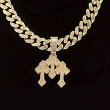Iced Out Stacked Crosses Pendant Necklaces For Men With 13mm Cuban Chain Hip Hop Cross Rhinestone Jewelry Pendant Gift - A - 查看 2