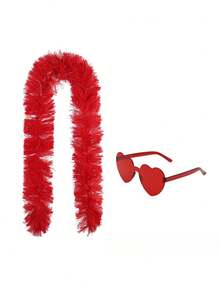 1 Set einfarbige Polyester Plüsch Herz Sonnenbrillen, Party Kostüm Requisite, herzförmige Brillen, ganzjährig geeignet zum Verkleiden mit Freunden