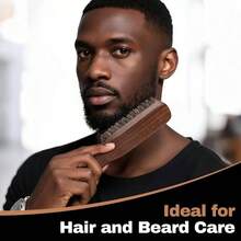 Wave Brush With Natural Boar Bristles Black Walnut Wood Handle Daily Styling Essential Smooth Waves Shiny, Frizz - Hair Man - màu đen - Xem 5