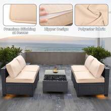 Patio Cushion Covers 24x24x4 Inch,Waterproof Outdoor Cushion Cover Replacement,Patio Seat Cushion Covers For Outdoor Furniture,Chair Seat Cushion Slipcover With Zipper 4 Pack (Beige,Covers Only){"Color_name":"Beige","Size_name":"24\"X24\""} - 淺褐色的 - 查看 5