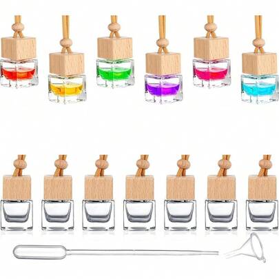 ZYHSLZ 13 Pcs Difusor de Aromas para Auto Recargable, Difusor para Auto, Colgante Decorativo con Botella de Vidrio, Ambientador de Aceites Esenciales para Coche, Oficina o Hogar, Regalo Ideal