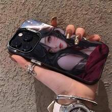 Funda de teléfono Ahri compatible con iPhone 15 Pro Max, 14 Pro, 16 Pro Max, 13, 11, 12 Mini, XS, X, XR, 7, 8 Plus, SE en color plateado - Funda compatible con iPhone 17, 17 Pro, 17 Pro Max - negro2 - Ver 7