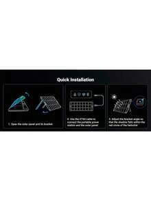 Panel Solar Plegable 100W Recomendado para el Power Station Portable de 600W  Resistente Al Agua Y Cable XT60 Macho a Macho 2 - 15113 - Negro - Ver 3