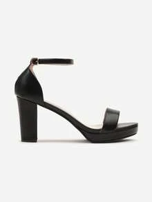 Sandalias con plataforma y taco con correa para el tobillo - Negro - Ver 3